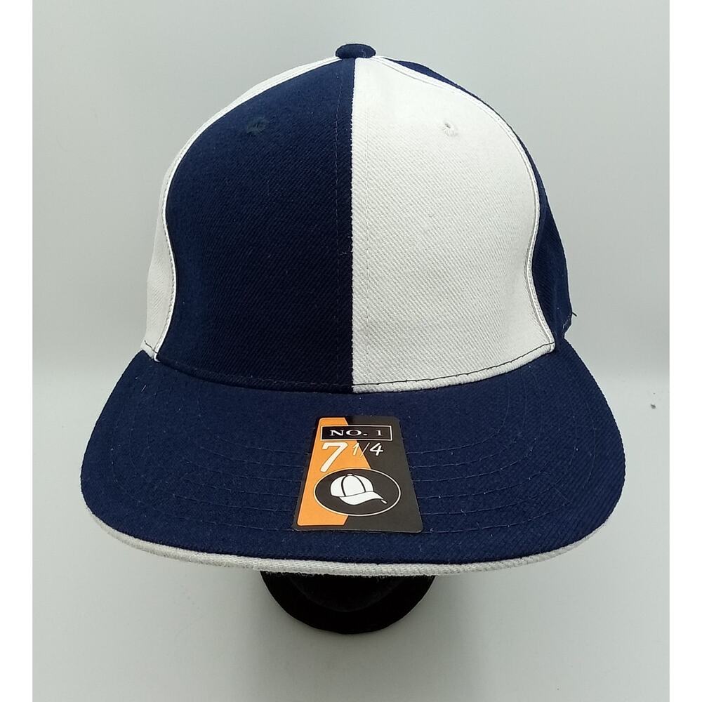 Fashion No. 1 Dark Blue/White 6 Panel Wool Acrylic Cap Size 7 1/4